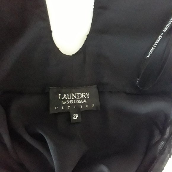 ⭐Laundry by Shelli Segal sheer black floral overlay dress midi/tea length 2Pet - Picture 12 of 15